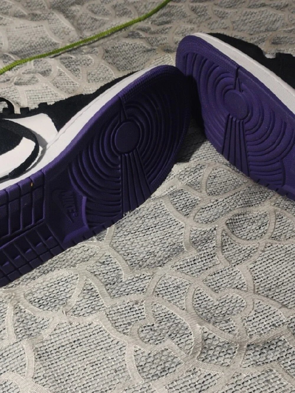 Nike Air Jordan 1 Mid Black White Purple Accent Sneakers